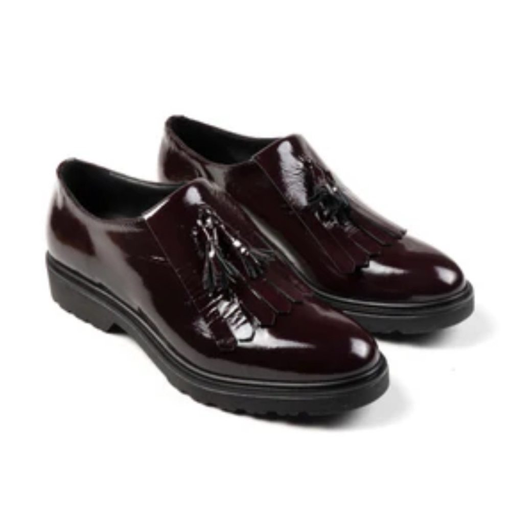 Michele Lopriore Burgundy Patent Leather Tassel Loafers | IT 38 (US 8) | New